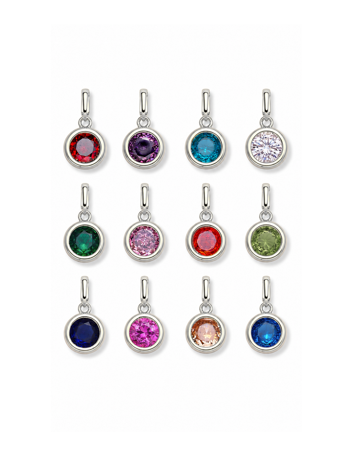 Silver Bezel Birthstone Clip Charm