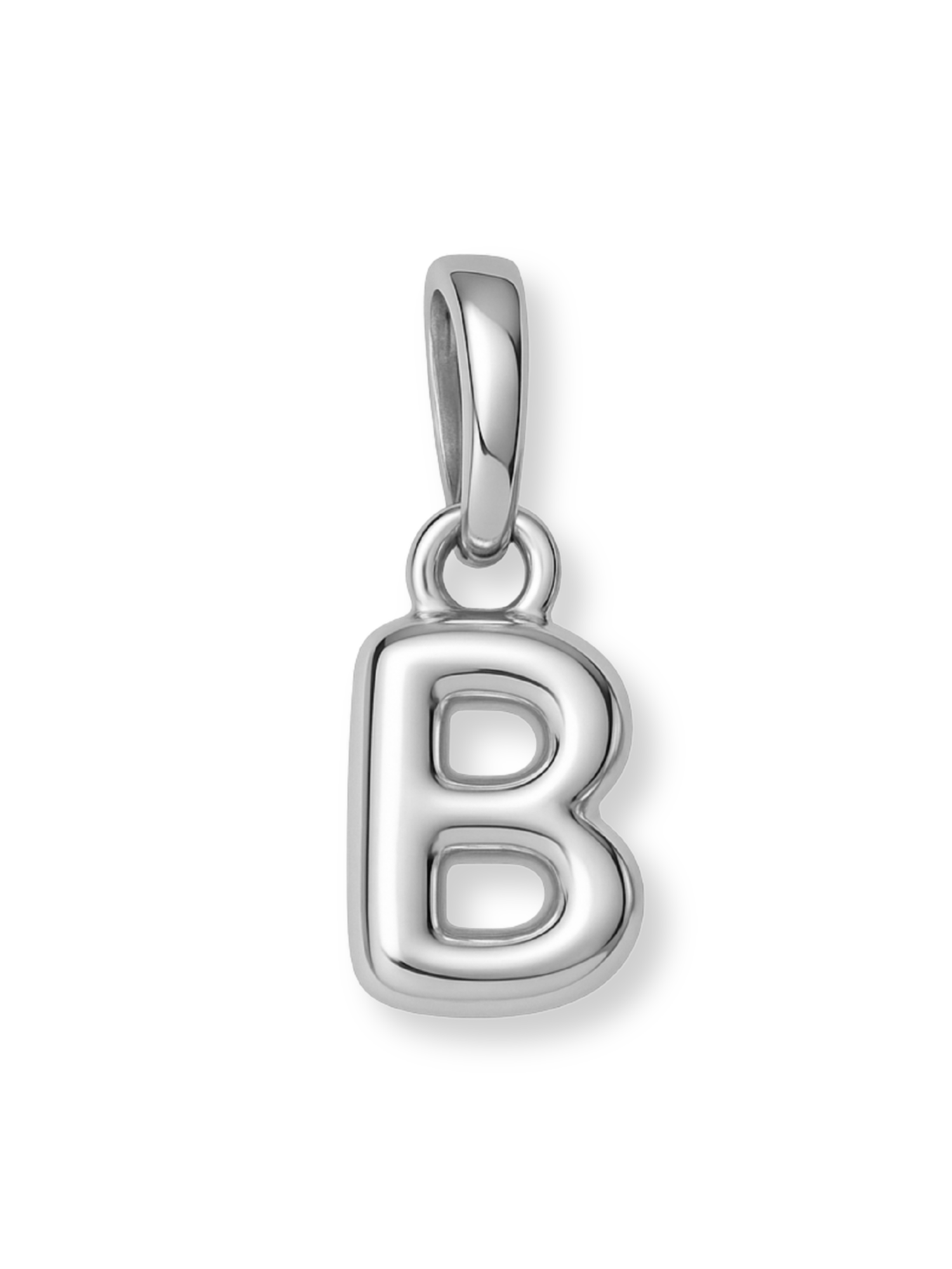 Silver Bubble Initial Clip Charm Letter B