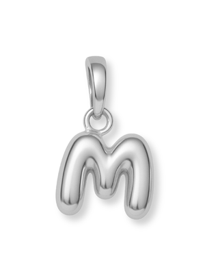 Silver Bubble Initial Clip Charm Letter M