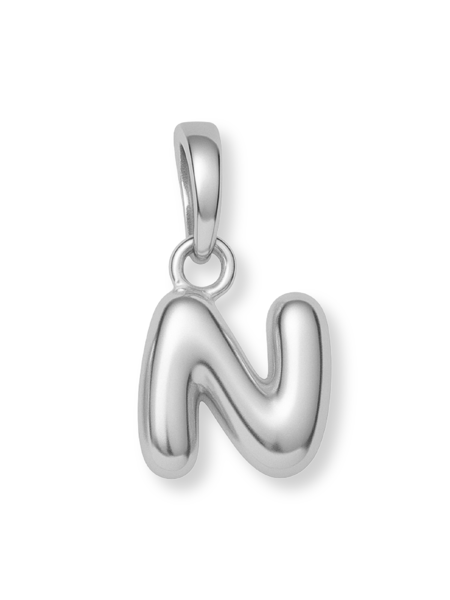 Silver Bubble Initial Clip Charm Letter N