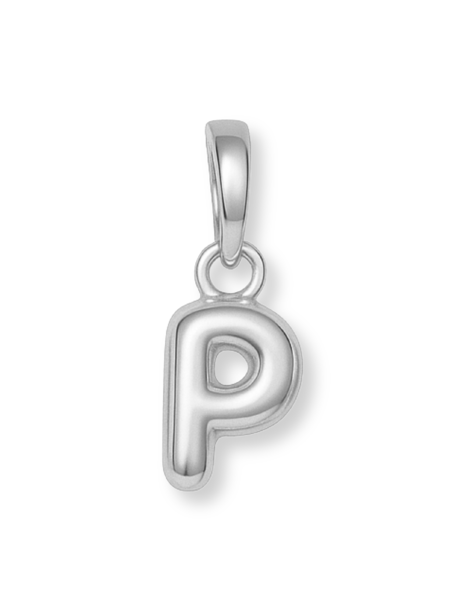 Silver Bubble Initial Clip Charm Letter P