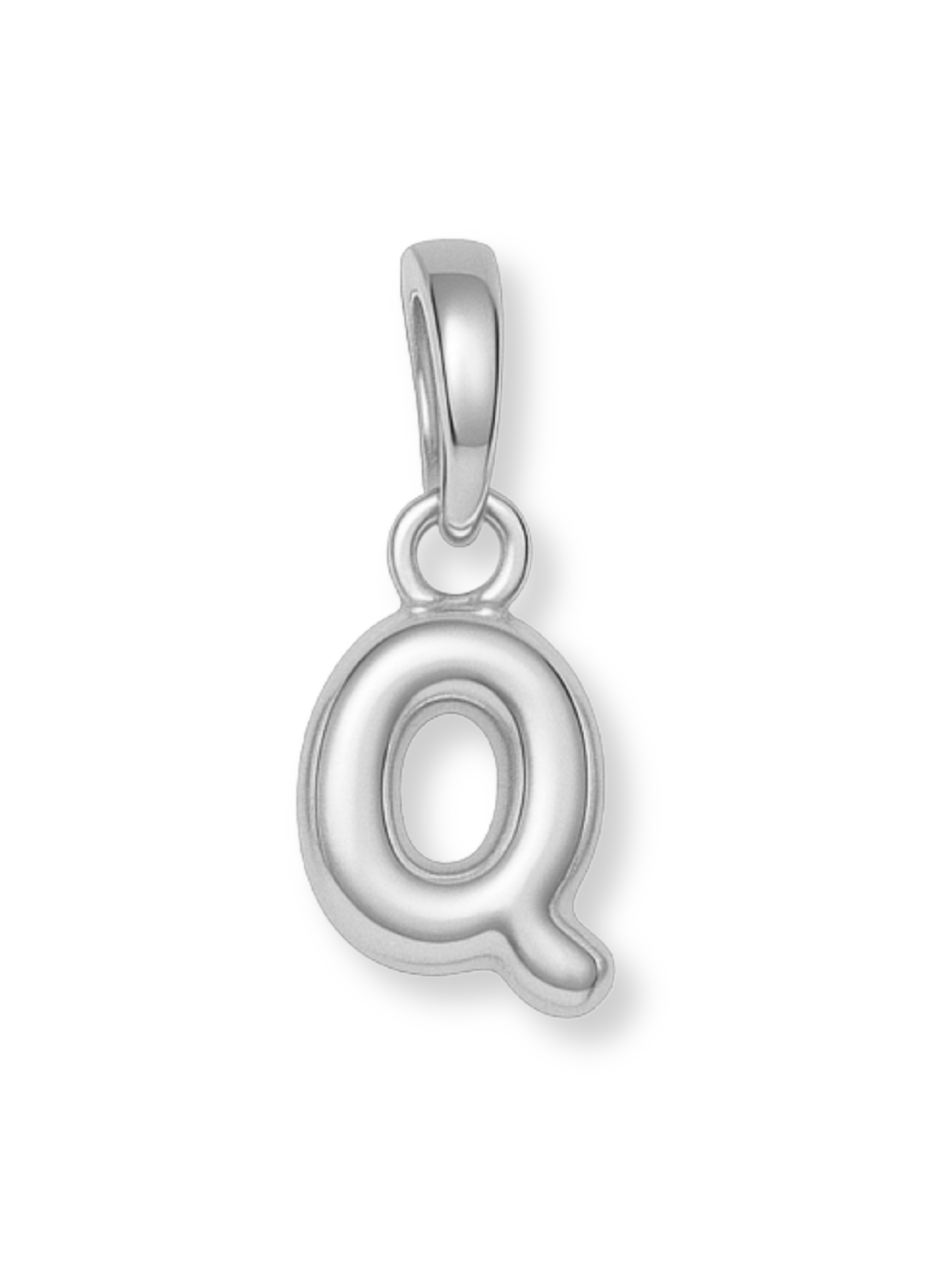 Silver Bubble Initial Clip Charm Letter Q