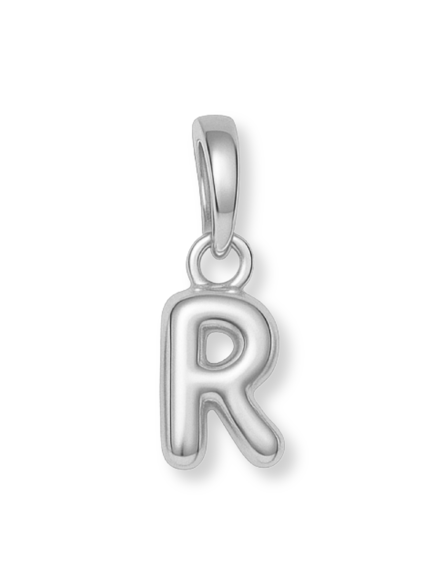 Silver Bubble Initial Clip Charm Letter R