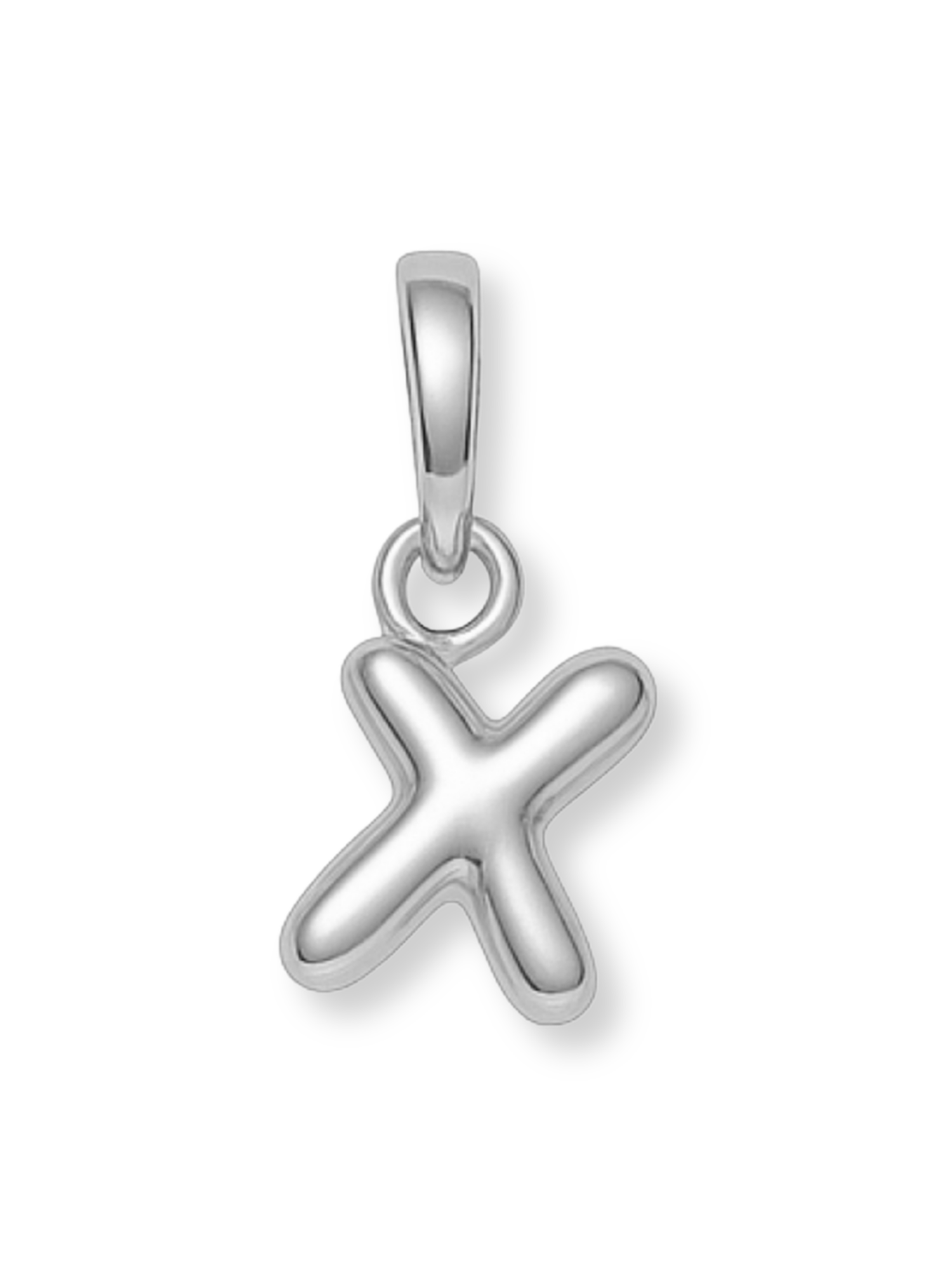 Silver Bubble Initial Clip Charm Letter X