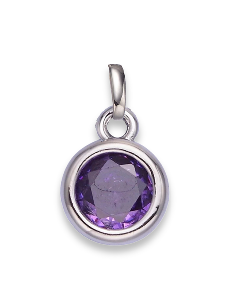 Silver Bezel Birthstone Clip Charm