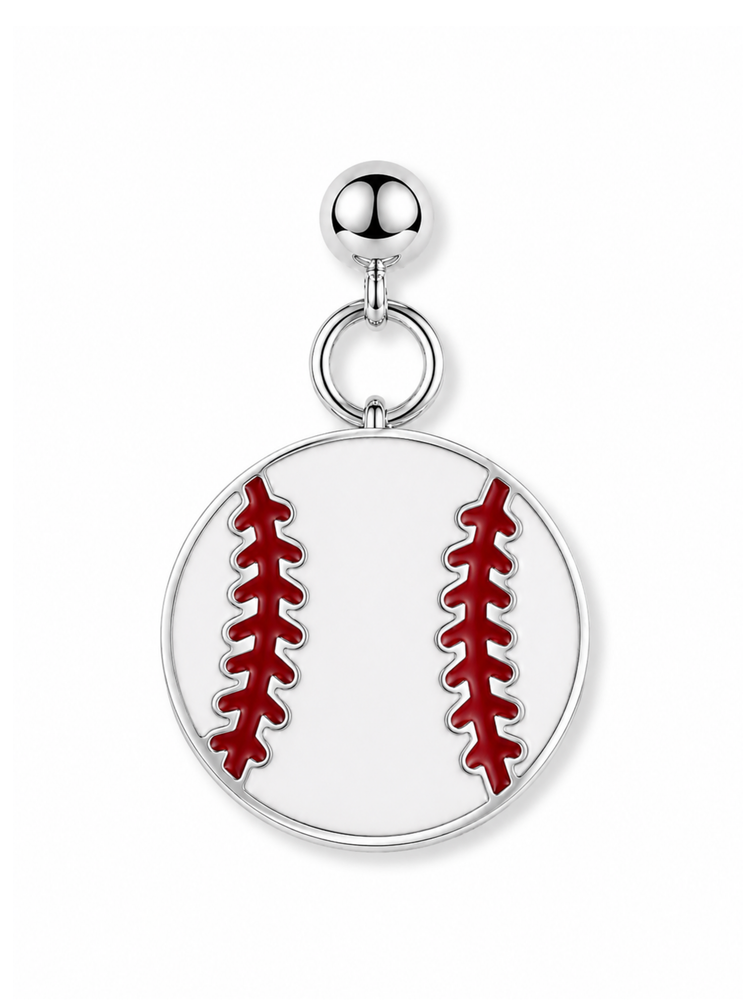 Silver Baseball Charm Necklace with Slide Numbers