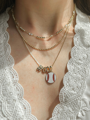 All-Star Baseball Number Necklace Stack - Set of 3