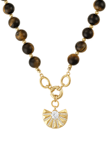 Tarra Gemstone Open Clasp Fan Necklace