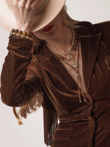 Tarra Gemstone Open Clasp Fan Necklace