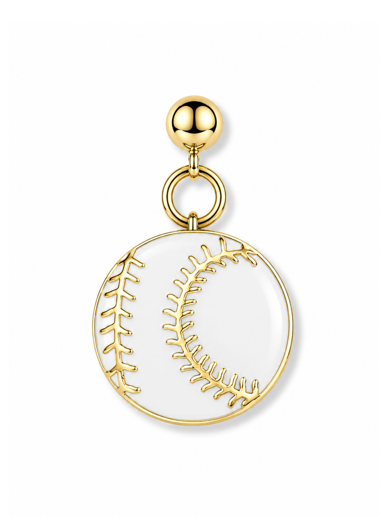 White Baseball Charm Necklace with Slide Numbers