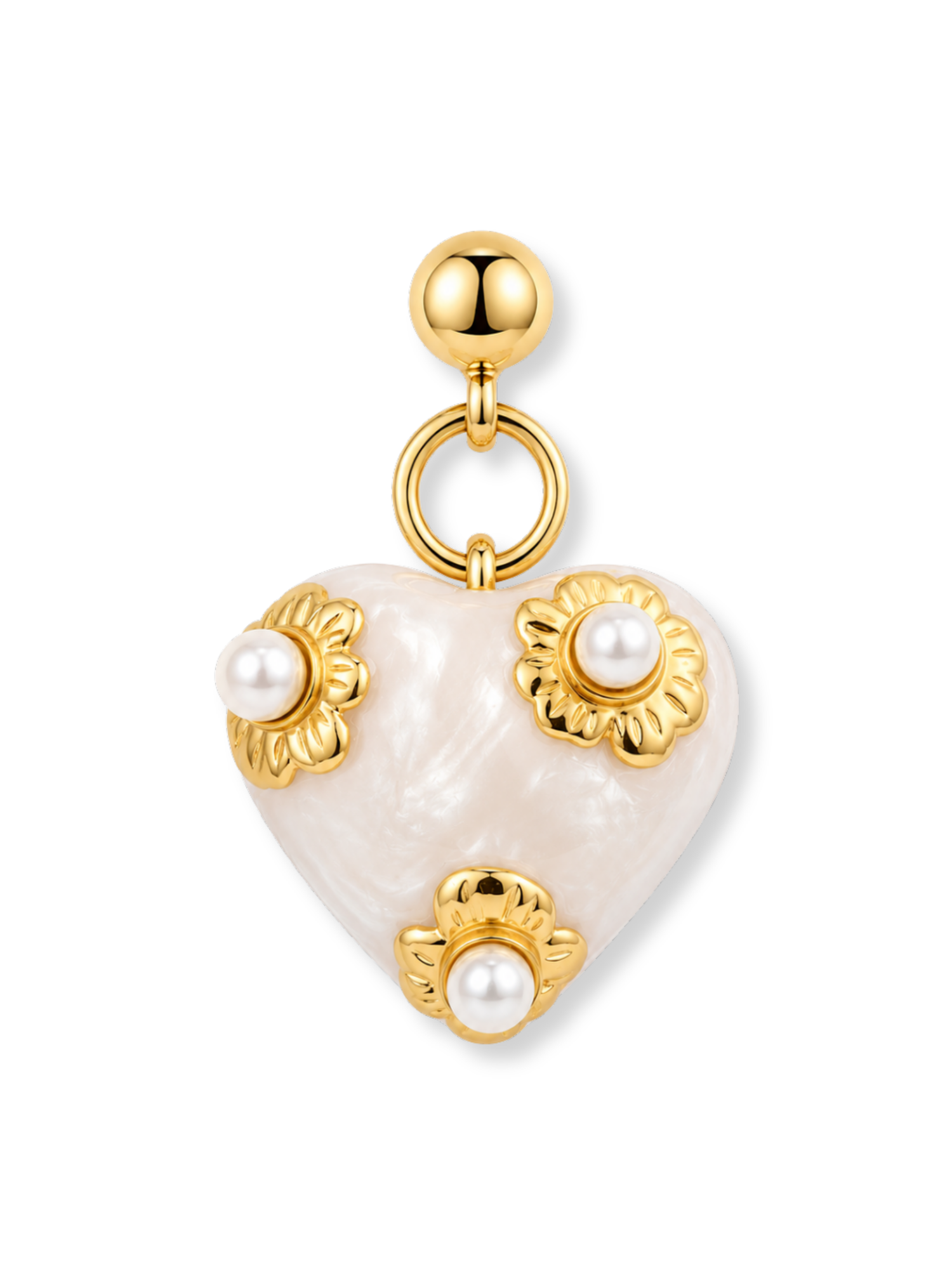 White Pearl Heart Grip Charm