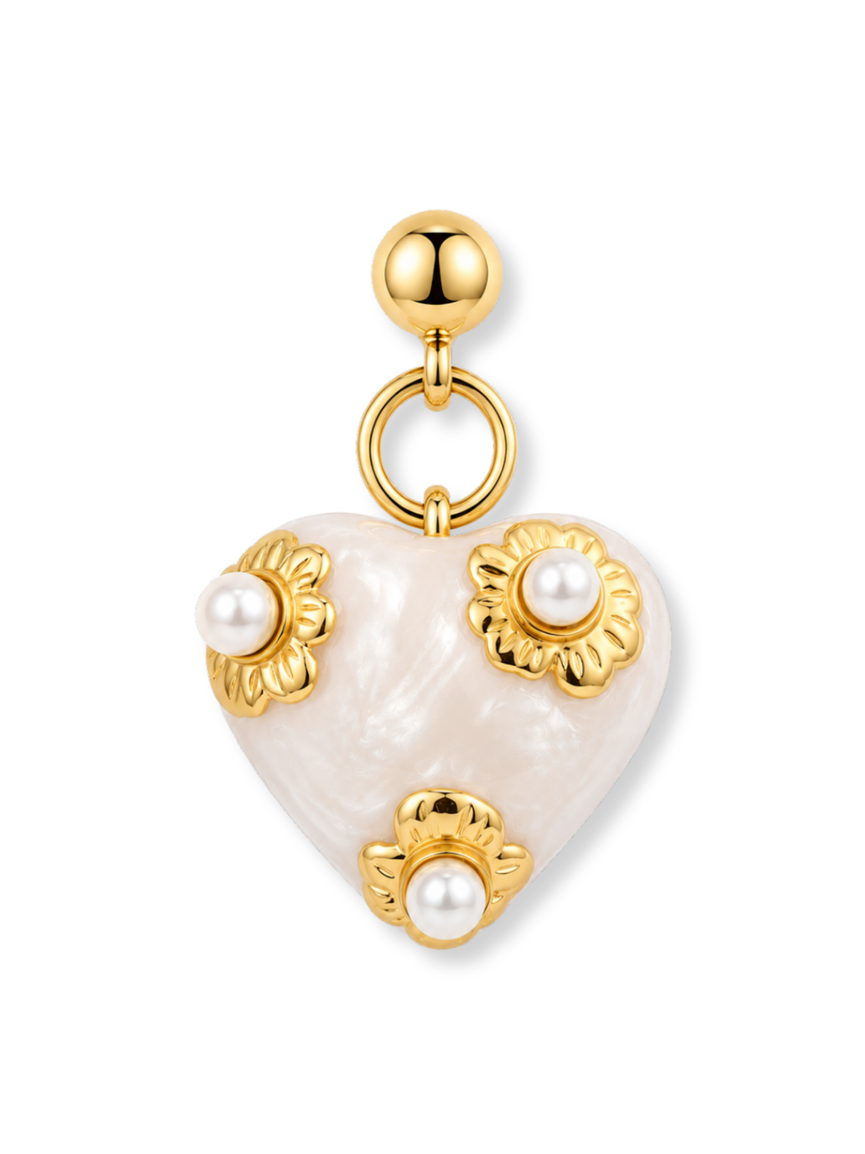 White Pearl Heart Grip Charm