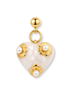 White Pearl Heart Grip Charm