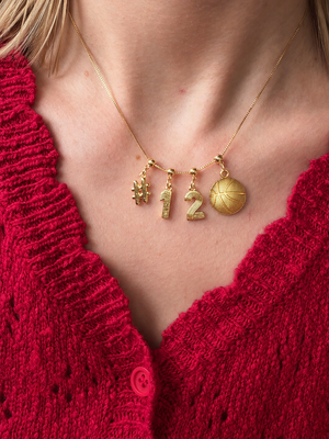 Basketball Charm Necklace with Groove Grip Numbers