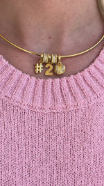 Lux Baseball Collar Necklace with Number Charms