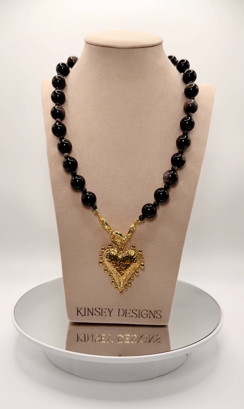 Lennon Gemstone Open Clasp Heart Necklace