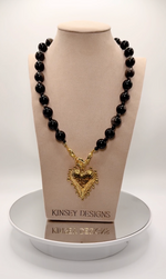 Lennon Gemstone Open Clasp Heart Necklace