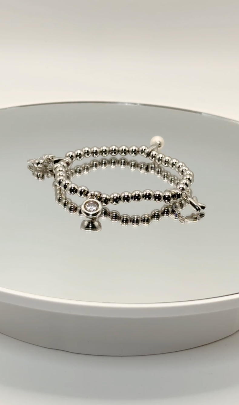 Silver Bubble Initial Clip Charm