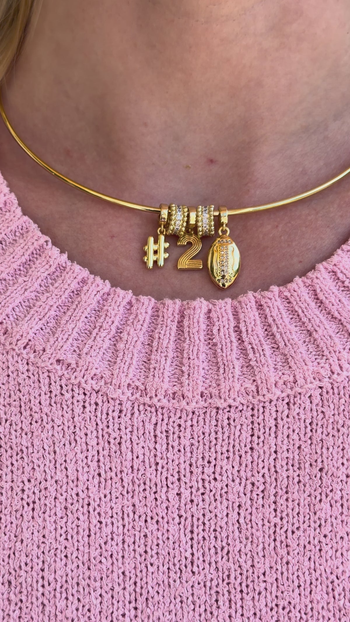 Lux Football Collar Necklace with Number Charms