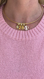 Red Baseball Collar Necklace with Number Charms