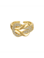 The Braelyn Knot Ring by Kinsey Designs features a twisted gold design adorned with rows of sparkling diamonds for added brilliance.